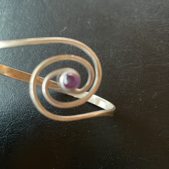 Ed Levin sterling bracelet swirls Amethyst stone - Picture 6 of 6